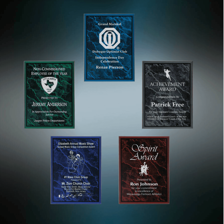 Custom 7" x 10" Marble Acrylic Plaque Plate