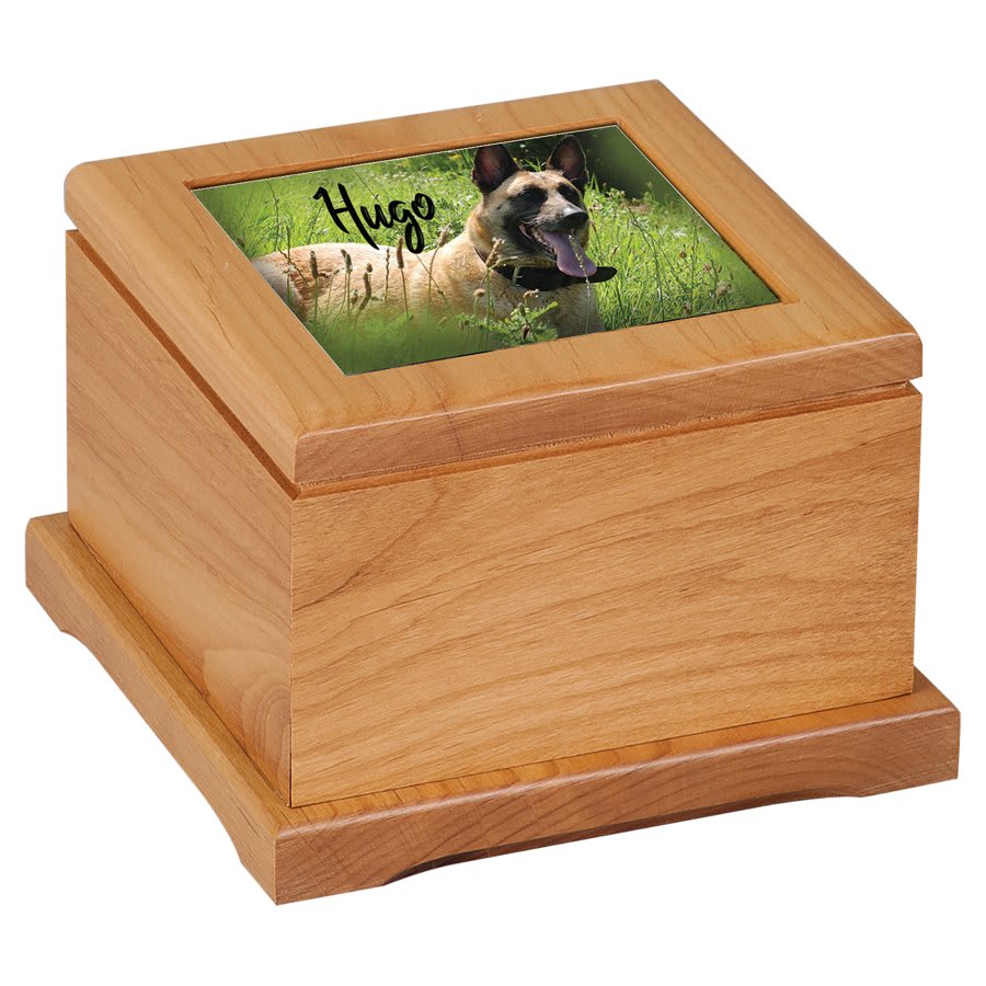 Custom Photo Pet URN 4 1/2" Red Alder