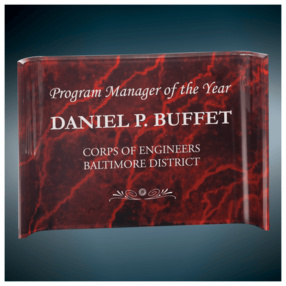 Custom 10"x7" Marbleized Acrylic Crescent Award