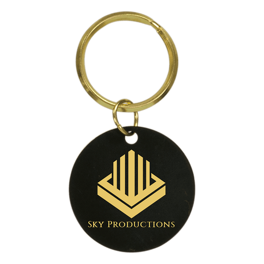 Customized Black Brass Circle Keychain 1 1/2"