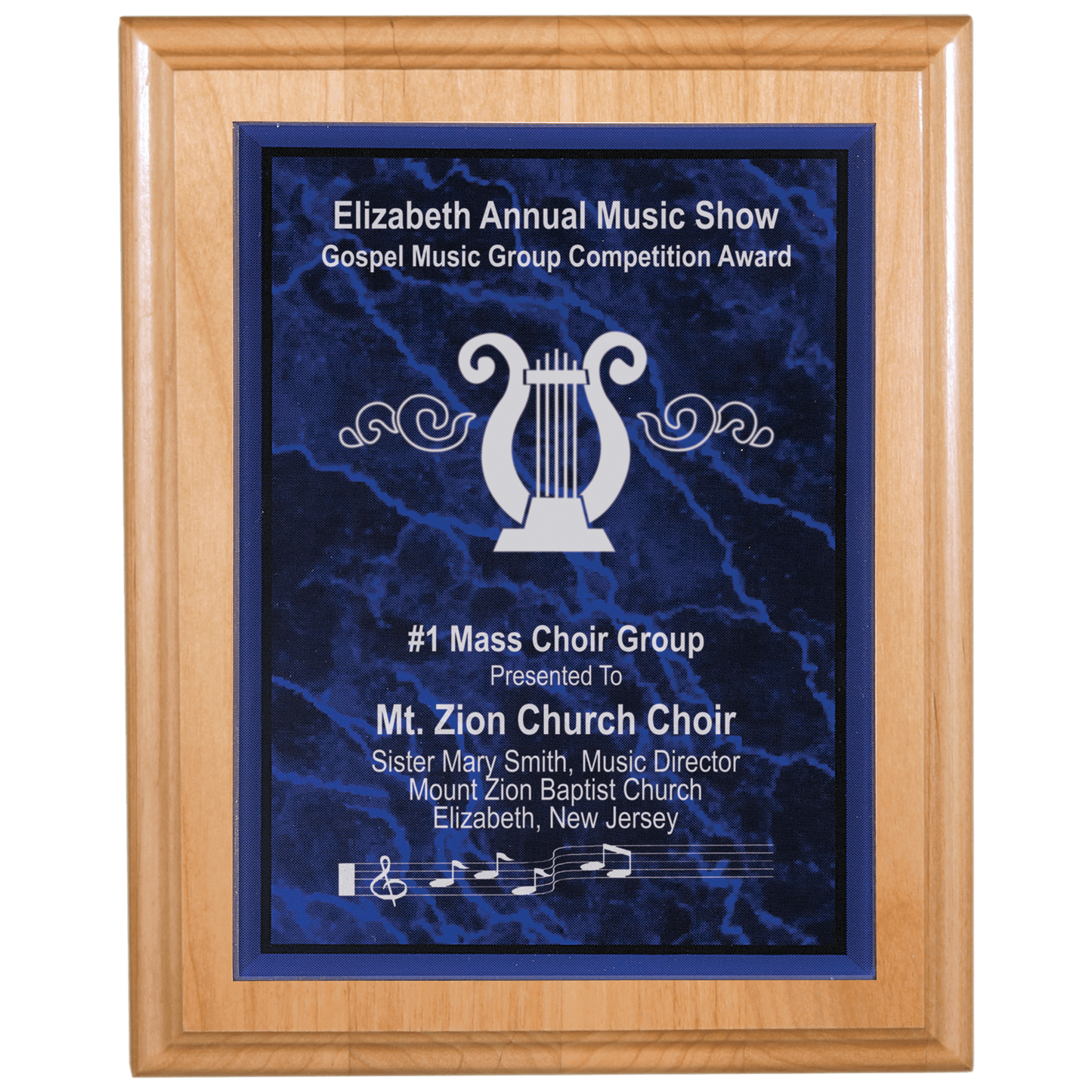 Custom 7" x 10" Marble Acrylic Plaque Plate