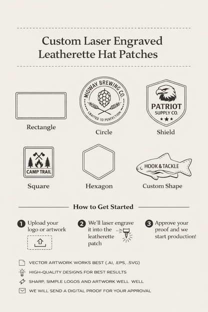 Custom Leatherette Patches Naturals Collection Bulk Discounts Ships Nationwide