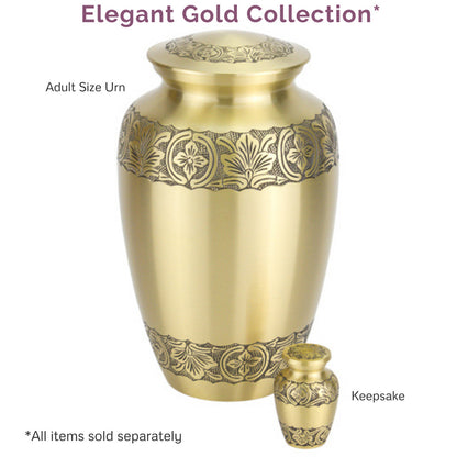 Custom Engraved Elegant Gold Urn For Adult Ashes