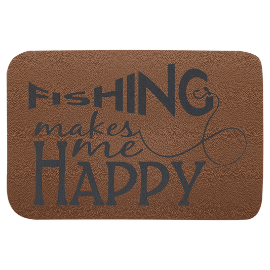 Custom 3" x 2" Rectangle Brown Genuine Leather Patch with Adhesive