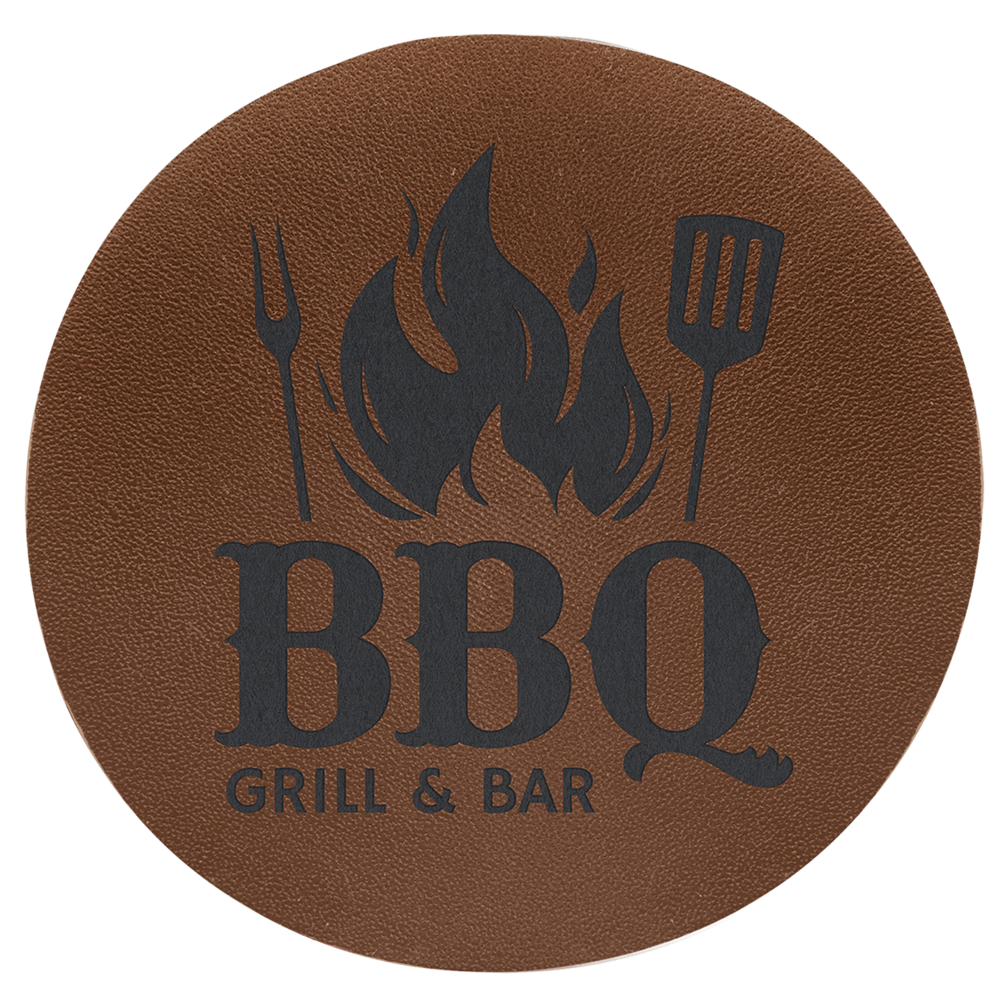 Custom 2" Round  Genuine Leather Patch with Adhesive