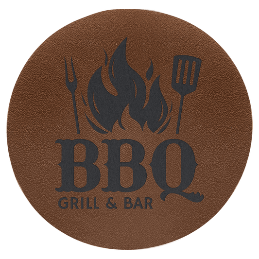 Custom 2" Round  Genuine Leather Patch with Adhesive