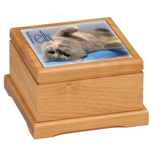 Custom Photo Pet URN 3 1/4" Red Alder