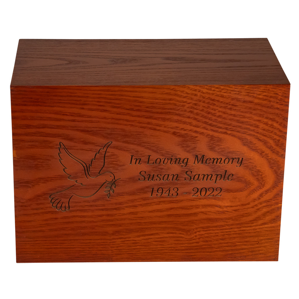 Economy Custom Engraved Wood URN for Ashes in Cherry Finish- Medium