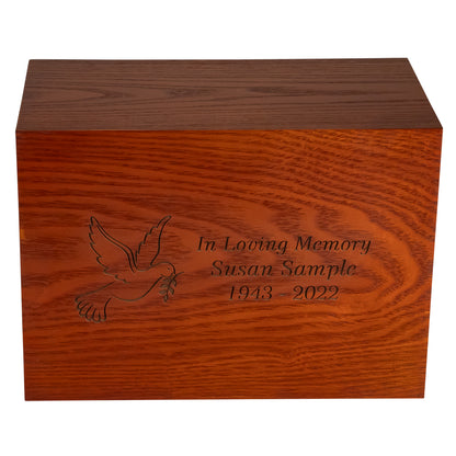 Economy Custom Engraved Wood URN for Ashes in Cherry Finish- Medium