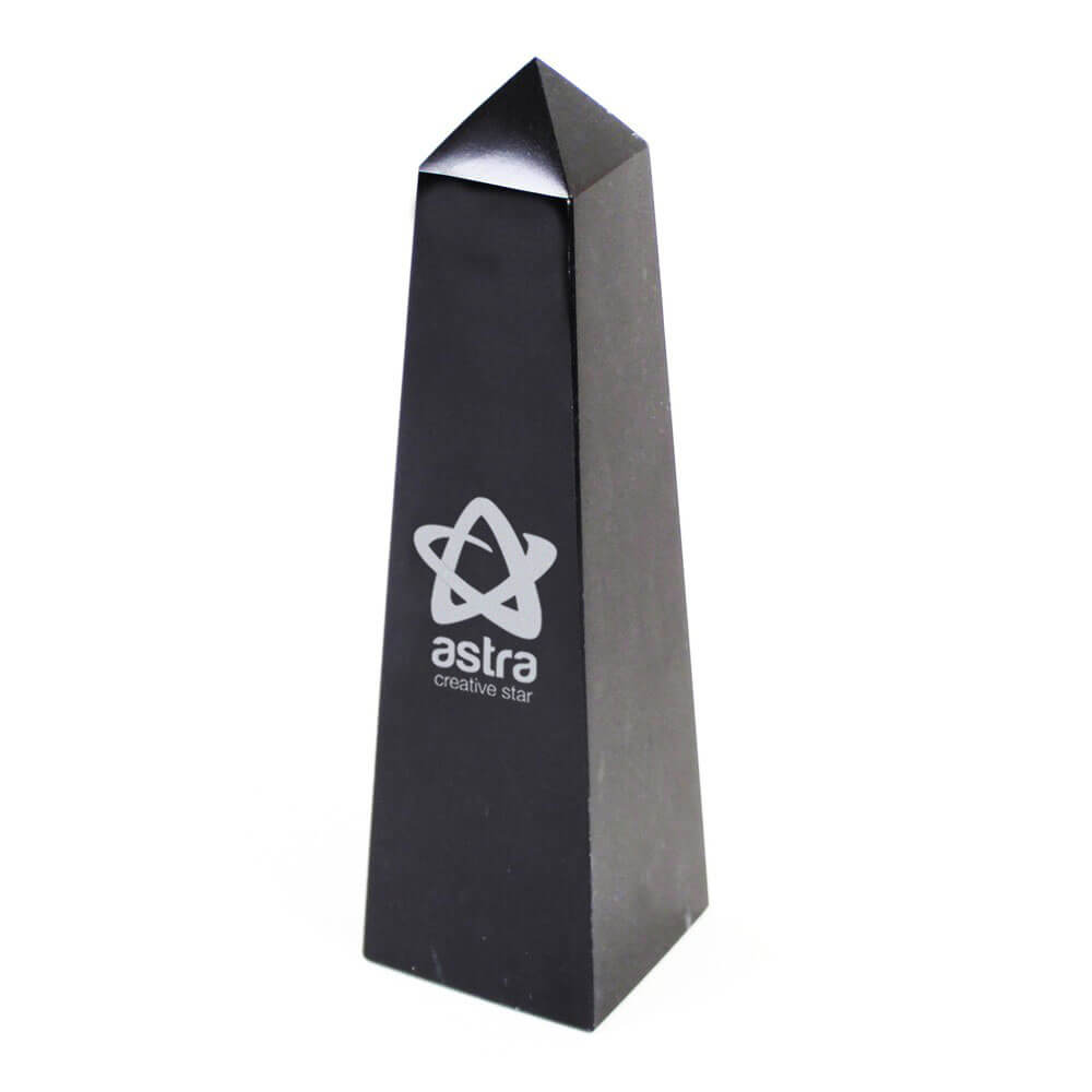 Custom Engraved Black Marble Pinnacle Award 8''